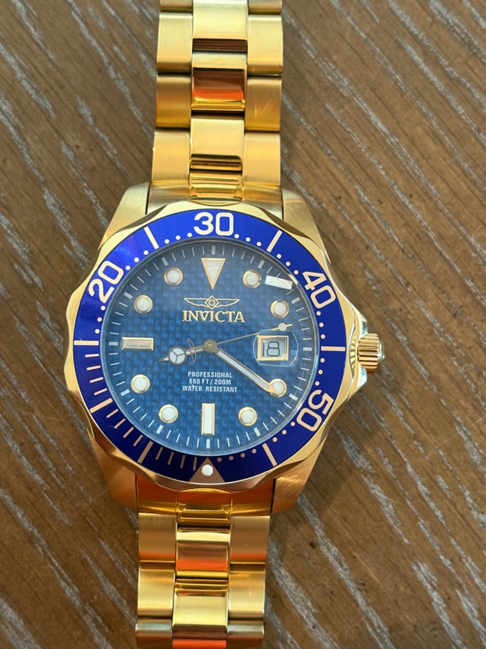 Invicta Gold Blue Bezel Gold Bracelet Men's Watch
